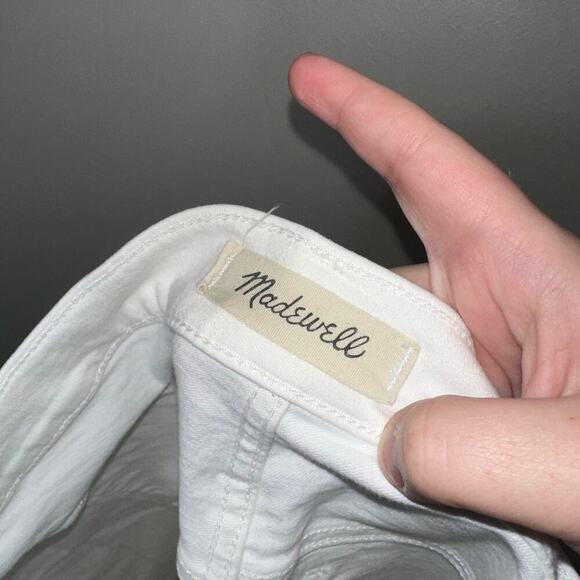 Madewell 10” High Rise Skinny Jeans White Plus 34 Button Fly Step Fray Hem - Picture 5 of 9